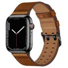 Double Buckles Leather Watch Band For Apple Watch Series 8&7 41mm / SE 2&6&SE&5&4 40mm / 3&2&1 38mm(Red Brown) - 1