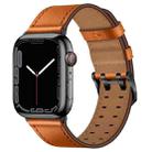 Double Buckles Leather Watch Band For Apple Watch Ultra 49mm / Series 8&7 45mm / SE 2&6&SE&5&4 44mm / 3&2&1 42mm(Brown Black Buckle) - 1