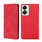 For OnePlus Nord 2T Skin Feel Magnetic Horizontal Flip Leather Phone Case(Red) - 1