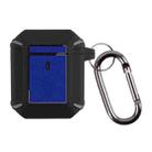 Leather Texture Armor Earphone Protective Case For AirPods 2 / 1(Black+Sapphire Blue) - 1