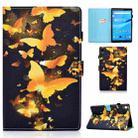 For Lenovo Tab M10 3rd Gen Colored Drawing Stitching Smart Leather Tablet Case(Golden Butterfly) - 1