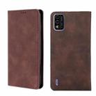 For Itel A48 Skin Feel Magnetic Horizontal Flip Leather Phone Case(Dark Brown) - 1
