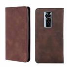 For Tecno Phantom X Skin Feel Magnetic Horizontal Flip Leather Phone Case(Dark Brown) - 1