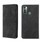 For Tecno Spark 7 Skin Feel Magnetic Horizontal Flip Leather Phone Case(Black) - 1