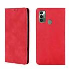 For Tecno Spark 7 Skin Feel Magnetic Horizontal Flip Leather Phone Case(Red) - 1