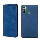 For Tecno Spark 7 Skin Feel Magnetic Horizontal Flip Leather Phone Case(Blue) - 1