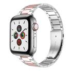 Small Waist Stainless Steel Watch Band For Apple Watch Series 8&7 45mm / SE 2&6&SE&5&4 44mm / 3&2&1 42mm(Silver Pink) - 1