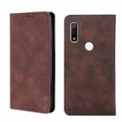 For Fujitsu Arrows WE F-51B Skin Feel Magnetic Horizontal Flip Leather Phone Case(Dark Brown) - 1