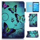 For Lenovo Tab M10 3rd Gen Colored Drawing Stitching Smart Leather Tablet Case(Green Butterflies) - 1