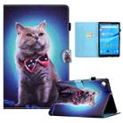 For Lenovo Tab M10 3rd Gen Colored Drawing Stitching Smart Leather Tablet Case(Bow Tie Cat) - 1