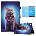 For Lenovo Tab M10 Plus 10.6 3rd Gen 2022 Colored Drawing Stitching Smart Leather Tablet Case(Bow Tie Cat) - 1