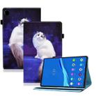 For Lenovo Tab M10 3rd Gen Colored Drawing Elastic Band Smart Leather Tablet Case(White Cat) - 1