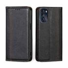 For Motorola Moto G 2022 Grid Texture Magnetic Flip Leather Phone Case(Black) - 1