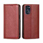 For Motorola Moto G 2022 Grid Texture Magnetic Flip Leather Phone Case(Red) - 1