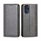 For Motorola Moto G 2022 Grid Texture Magnetic Flip Leather Phone Case(Grey) - 1