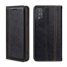 For Motorola Moto G Power 2022 Grid Texture Magnetic Flip Leather Phone Case(Black) - 1