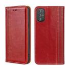 For Motorola Moto G Power 2022 Grid Texture Magnetic Flip Leather Phone Case(Red) - 1