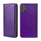 For Motorola Moto G Power 2022 Grid Texture Magnetic Flip Leather Phone Case(Purple) - 1