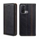 For OPPO Reno5 A Grid Texture Magnetic Flip Leather Phone Case(Black) - 1