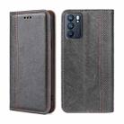 For OPPO Reno6 5G Grid Texture Magnetic Flip Leather Phone Case(Grey) - 1