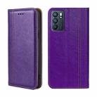 For OPPO Reno6 5G Grid Texture Magnetic Flip Leather Phone Case(Purple) - 1