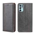 For OPPO Reno6 4G Grid Texture Magnetic Flip Leather Phone Case(Grey) - 1