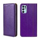 For OPPO Reno6 4G Grid Texture Magnetic Flip Leather Phone Case(Purple) - 1