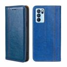 For OPPO Reno6 Pro 5G Grid Texture Magnetic Flip Leather Phone Case(Blue) - 1