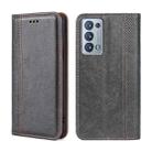 For OPPO Reno6 Pro+ 5G Grid Texture Magnetic Flip Leather Phone Case(Grey) - 1