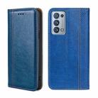 For OPPO Reno6 Pro+ 5G Grid Texture Magnetic Flip Leather Phone Case(Blue) - 1