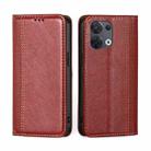 For OPPO Reno8 5G Grid Texture Magnetic Flip Leather Phone Case(Red) - 1