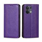 For OPPO Reno8 5G Grid Texture Magnetic Flip Leather Phone Case(Purple) - 1