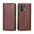 For OPPO Reno8 5G Grid Texture Magnetic Flip Leather Phone Case(Brown) - 1