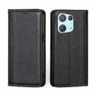 For OPPO Reno8 Pro 5G Grid Texture Magnetic Flip Leather Phone Case(Black) - 1