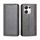 For OPPO Reno8 Pro+ 5G Grid Texture Magnetic Flip Leather Phone Case(Grey) - 1