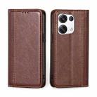 For OPPO Reno8 Pro+ 5G Grid Texture Magnetic Flip Leather Phone Case(Brown) - 1