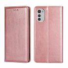 For Motorola Moto E32 4G Gloss Oil Solid Color Magnetic Leather Phone Case(Rose Gold) - 1