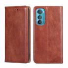 For Motorola Edge 30 Gloss Oil Solid Color Magnetic Leather Phone Case(Brown) - 1