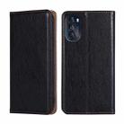 For Motorola Moto G 2022 Gloss Oil Solid Color Magnetic Leather Phone Case(Black) - 1