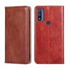 For Motorola G Pure Gloss Oil Solid Color Magnetic Leather Phone Case(Brown) - 1