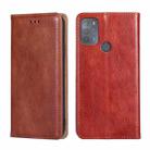 For Motorola Moto G50 Gloss Oil Solid Color Magnetic Leather Phone Case(Brown) - 1