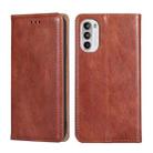 For Motorola Moto G52 4G / G82 5G Gloss Oil Solid Color Magnetic Leather Phone Case(Brown) - 1