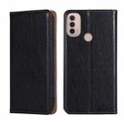 For Motorola Moto E40 Gloss Oil Solid Color Magnetic Leather Phone Case(Black) - 1