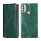 For Motorola Moto E40 Gloss Oil Solid Color Magnetic Leather Phone Case(Green) - 1