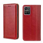 For vivo S10/S10 Pro Grid Texture Magnetic Flip Leather Phone Case(Red) - 1