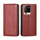 For vivo S15 5G Grid Texture Magnetic Flip Leather Phone Case(Red) - 1