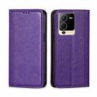 For vivo S15 5G Grid Texture Magnetic Flip Leather Phone Case(Purple) - 1