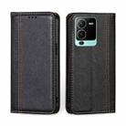 For vivo S15 Pro 5G Grid Texture Magnetic Flip Leather Phone Case(Black) - 1