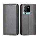 For vivo S15 Pro 5G Grid Texture Magnetic Flip Leather Phone Case(Grey) - 1