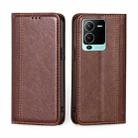 For vivo S15 Pro 5G Grid Texture Magnetic Flip Leather Phone Case(Brown) - 1